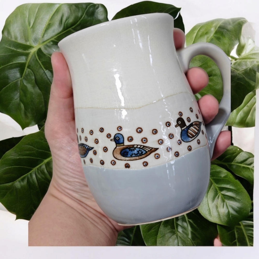 Vintage Otagiri Hand Crafted Japan Duck Goose Print Coffee Mug